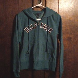Greenish blue Hilfiger zip up hoodie